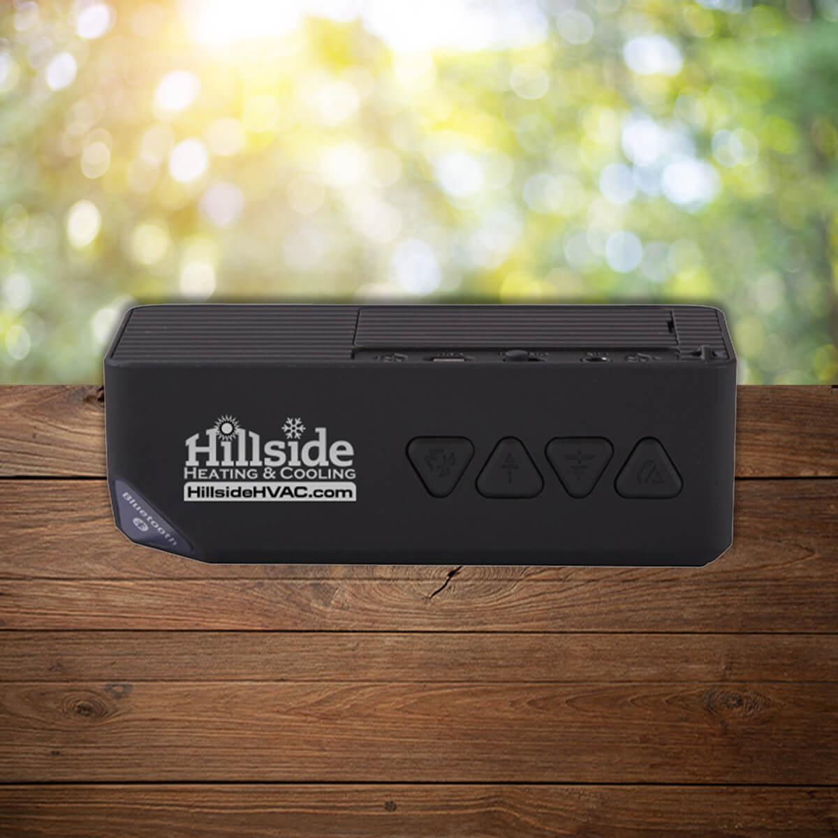 Rectangular logo imprinted black portable speaker promotional technology by curative printing