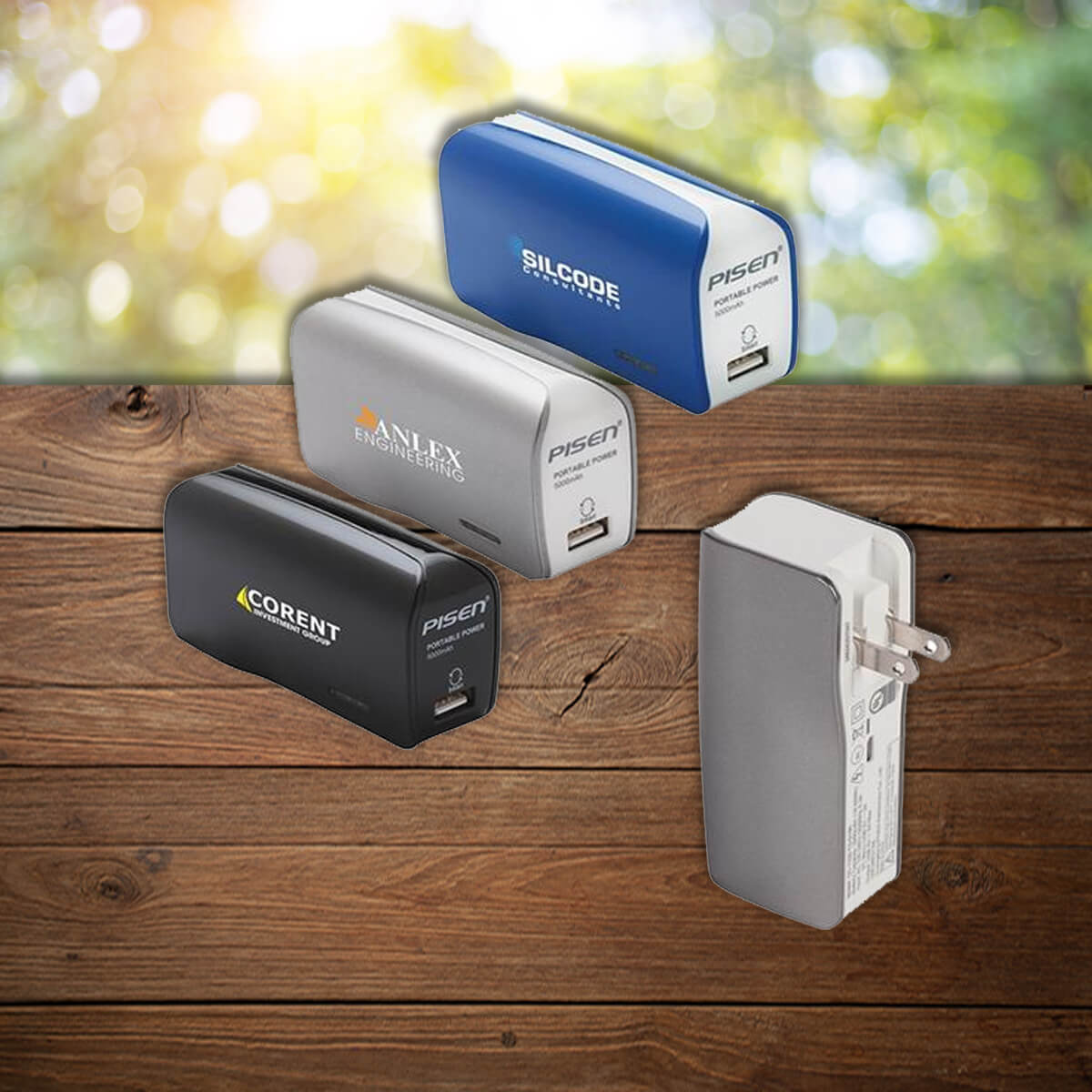 Wall outlet power bank charger promotional technology by curative printing