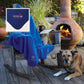 Chair holding blue custom promotional fleece blankets by curative printing