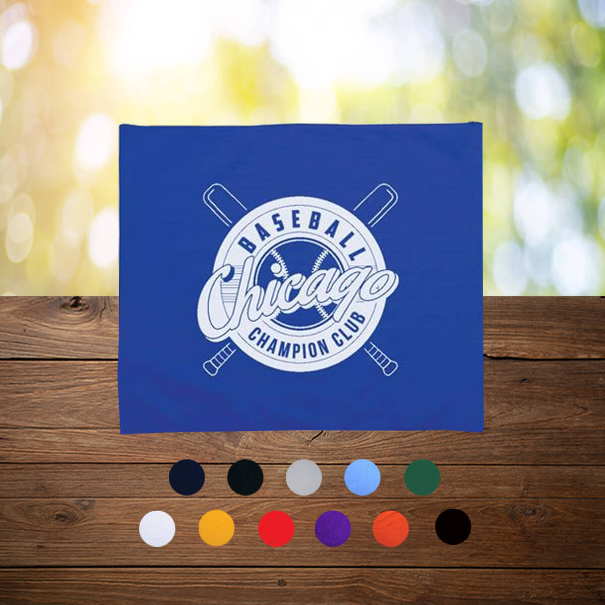 Blue baseball team logo imprint sports towel promotional towels by curative printing