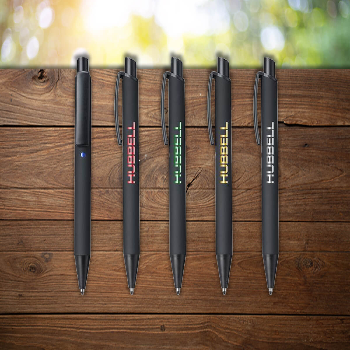 Black metal pens with reflective branding promotional writing implements by curative printing