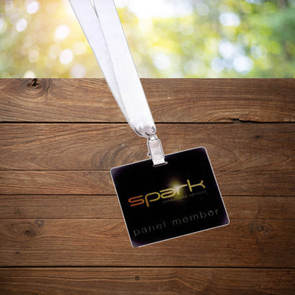 Black attendee event branded name tags promotional wellness & safety by curative printing