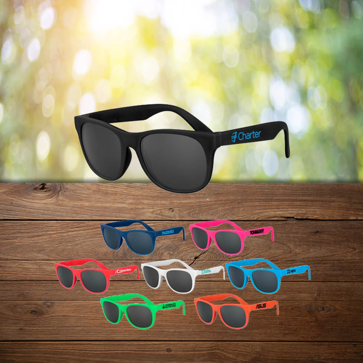 Color variety for branded sunglasses promotional wellness & safety by curative printing