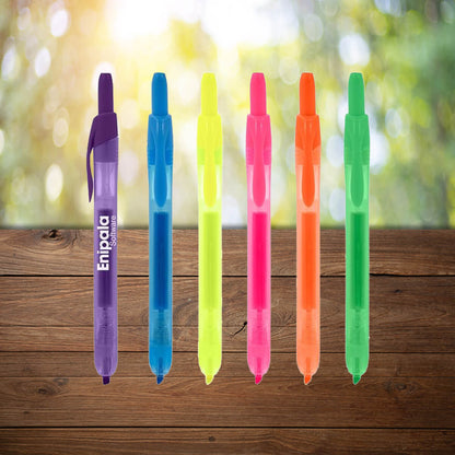 Thin click highlighter colors with branding promotional writing implements by curative printing