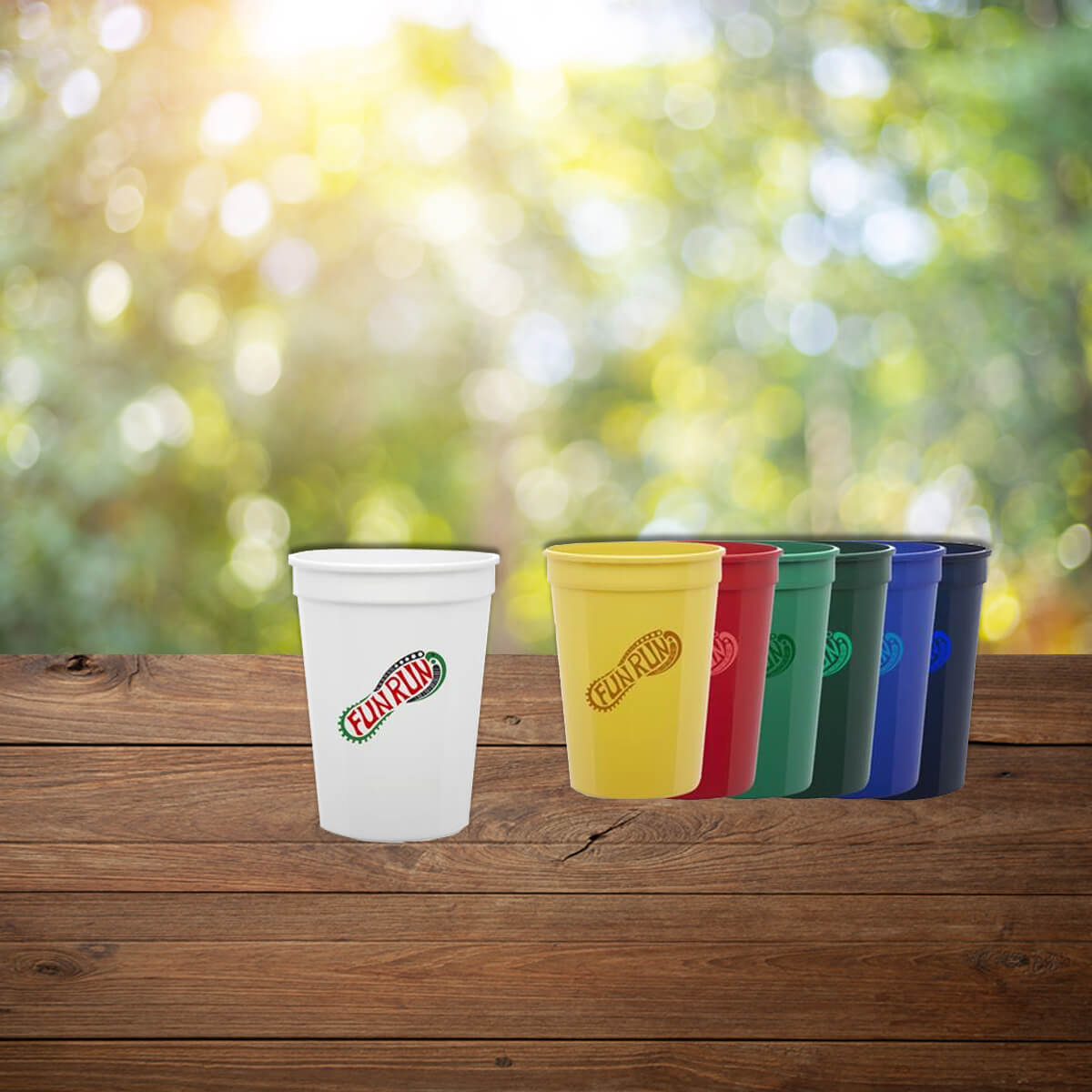 Fun run colored plastic cup custom promotional drinkware by curative printing