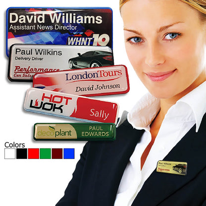 Employee business branded name tags promotional wellness & safety by curative printing