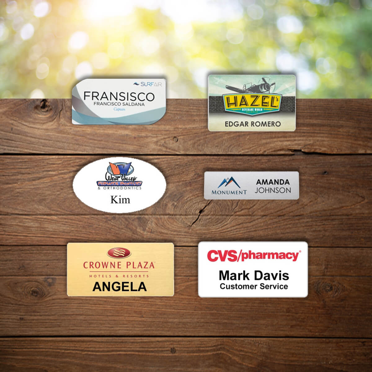 Industry custom employee branded name tags promotional wellness & safety by curative printing