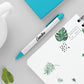 White and turquoise with black imprint custom plastic pens promotional writing implements by curative printing