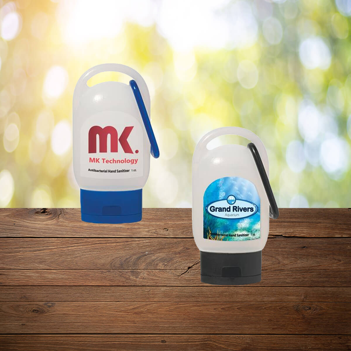 Keychain bottle logo imprint antibacterial hand sanitizer promotional wellness & safety by curative printing
