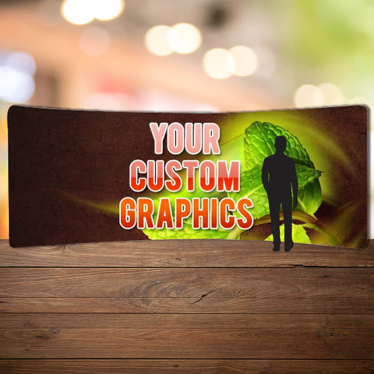 Large curved tension fabric display exhibit trade show by Curative Printing