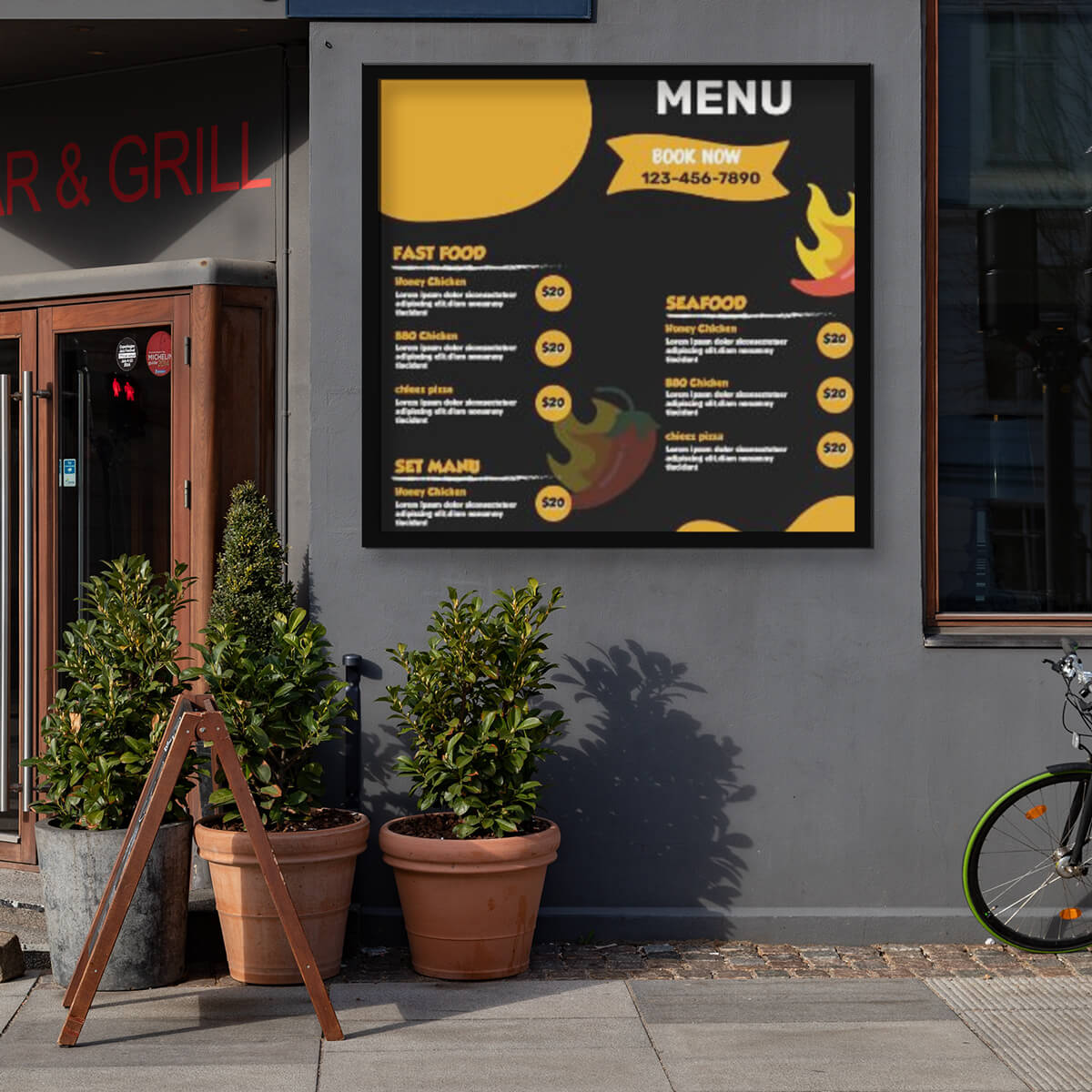 Outdoor menu pvc signs and banners by Curative Printing