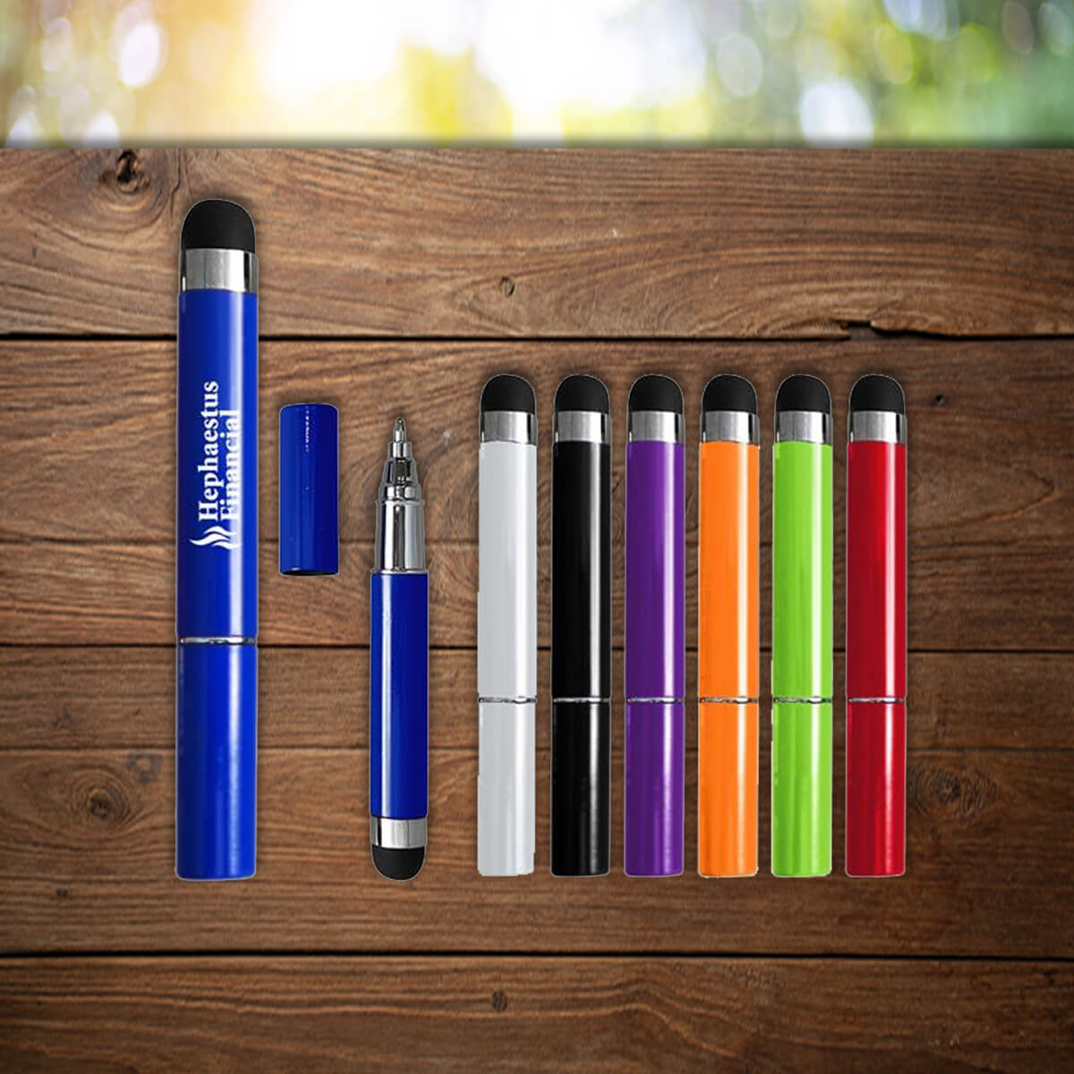 Miniature size color and imprint variety shown custom stylus pens promotional writing implements by curative printing