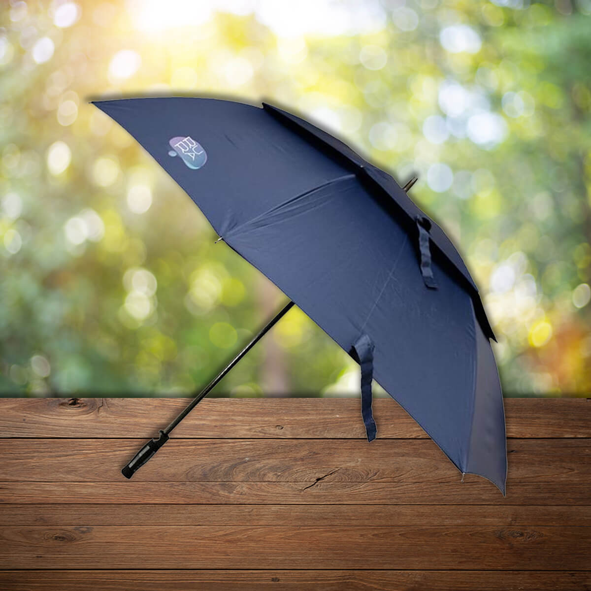 Navy logo imprinted custom golf umbrellas promotional golf by curative printing