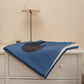 On dresser navy with black imprint custom promotional fleece blankets by curative printing