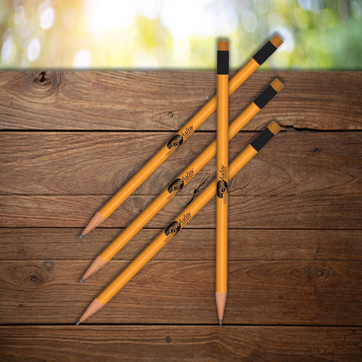 Orange with black imprint shown on custom pencils promotional writing implements by curative printing