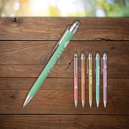 Color and imprint variety shown custom stylus pens promotional writing implements by curative printing