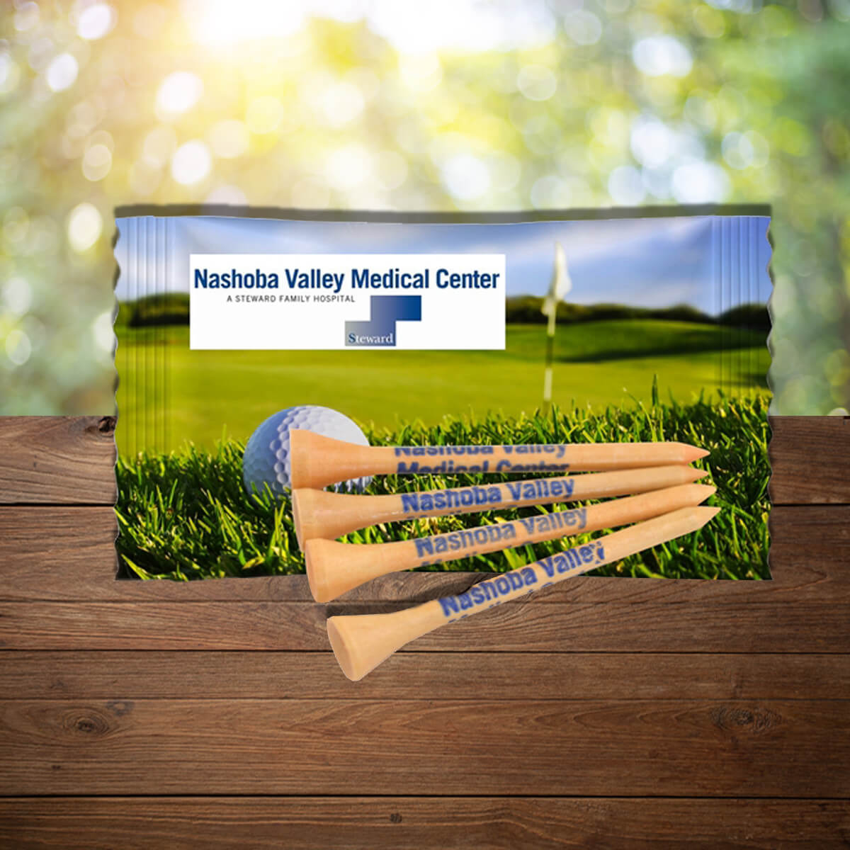 Packaged set of four golf tees custom promotional golf by curative printing