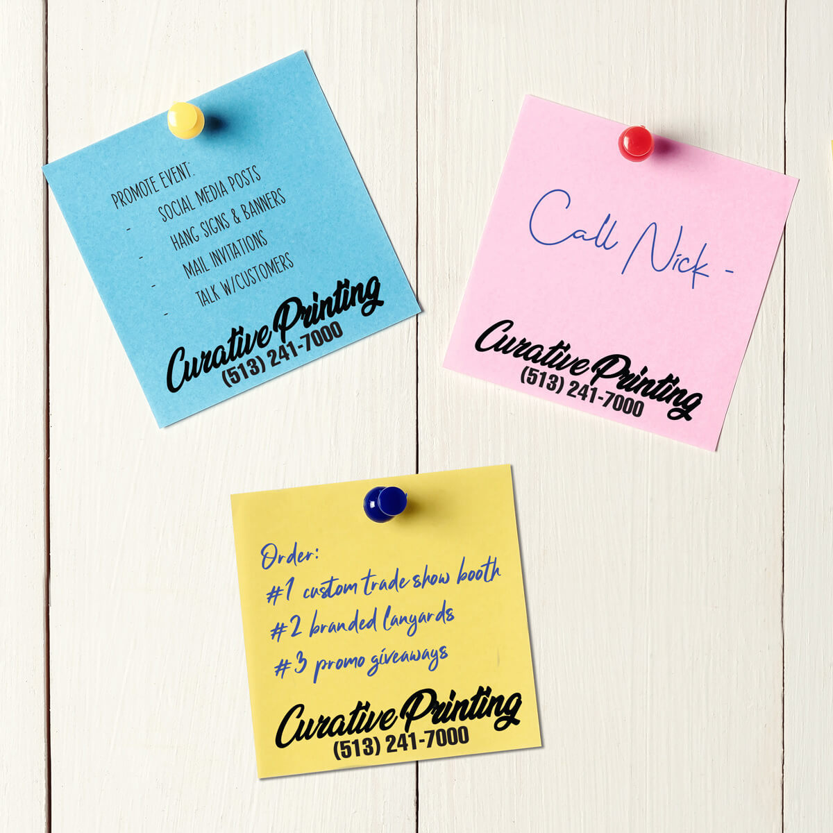 Push pin design post-it notes paper print by Curative Printing
