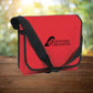 Red shoulder custom promotional messenger bags by curative printing