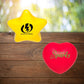 Shaped yellow star and red heart stress balls promotional wellness & safety by curative printing