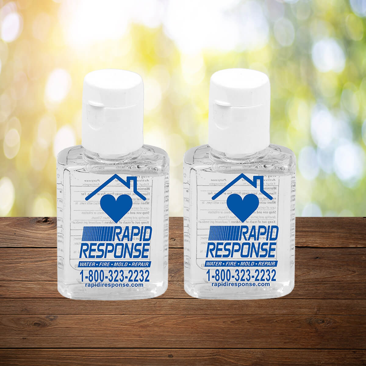 Rectangular bottle logo imprinted antibacterial hand sanitizer promotional wellness & safety by curative printing
