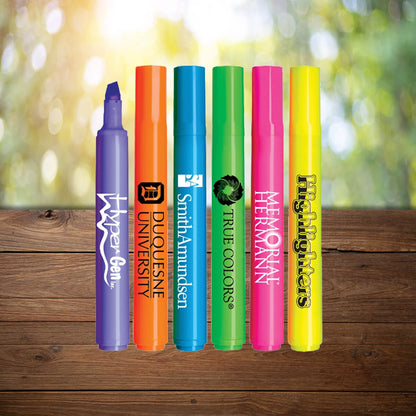 Thick highlighter colors with branding promotional writing implements by curative printing