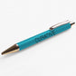 Turquoise metal pens with branding promotional writing implements by curative printing