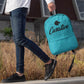 Walking with turquoise custom promotional backpack bag by curative printing