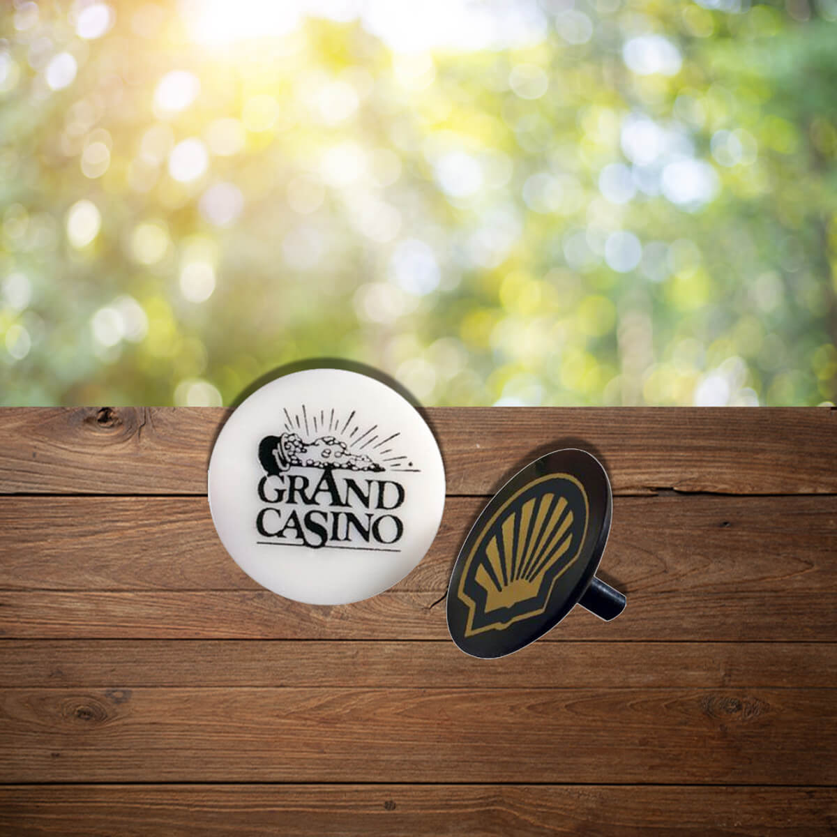 Plastic company logo'd ball marker custom promotional golf by curative printing