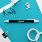Black and white with white imprint custom plastic pens promotional writing implements by curative printing